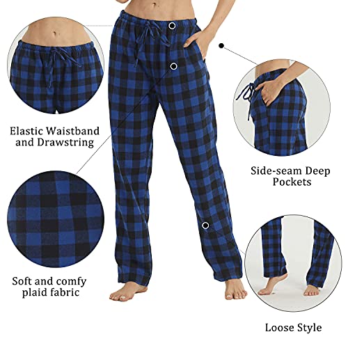 Womens Plaid Pajamas Pants Flannel Pajama Bottoms With Pockets Drawstring Loungewear Sleepwear Lounge Pjs Pants For Women #TOP4