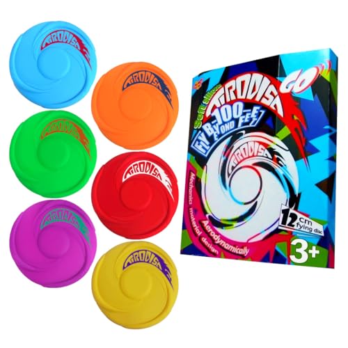 AMAZING TOYZ Tirodisc GO Mini Frisbee Flying Disc Set Pack, 12cm Soft Silicone Golf Disc for Party Games, Beach, Park Portable Pocket-Sized Toy, Easy Clean & Safe Catch, Assorted Rainbow 6 Colors