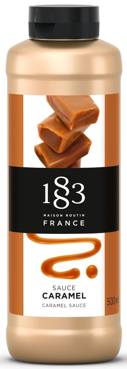 1883 Maison Routin Authentic French Caramel Sauce 500ml - Rich Buttery Flavor for Coffee, Ice Cream, Desserts