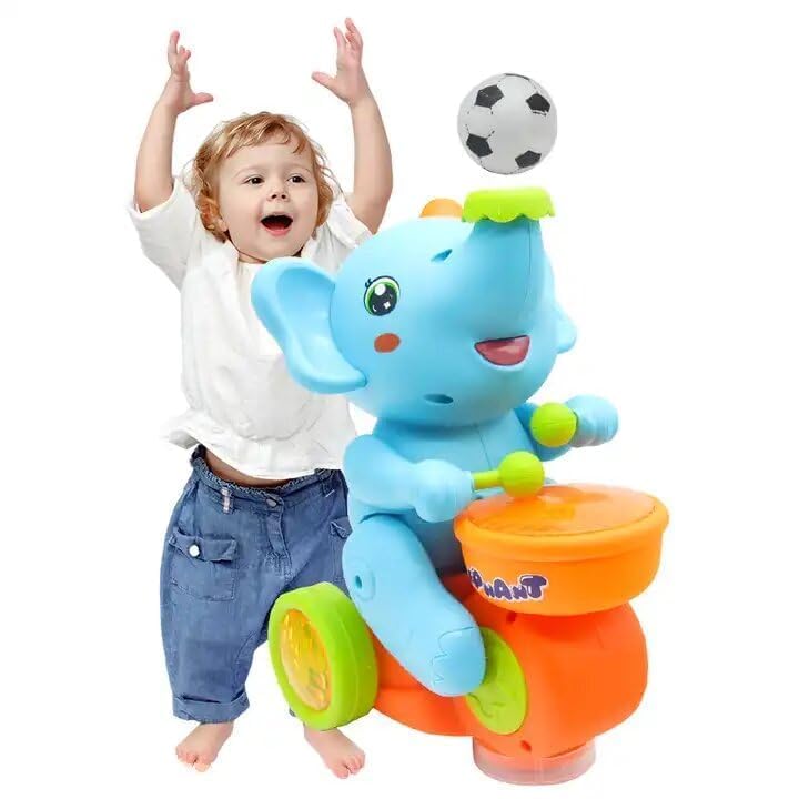 Mayank & Company Latest Deal Musical Walking Elephant Drummer Toy with Flashing Light & Sound Toy for Kids Beating Drum Blowing Ball Toy (Color May Vary)-image-13