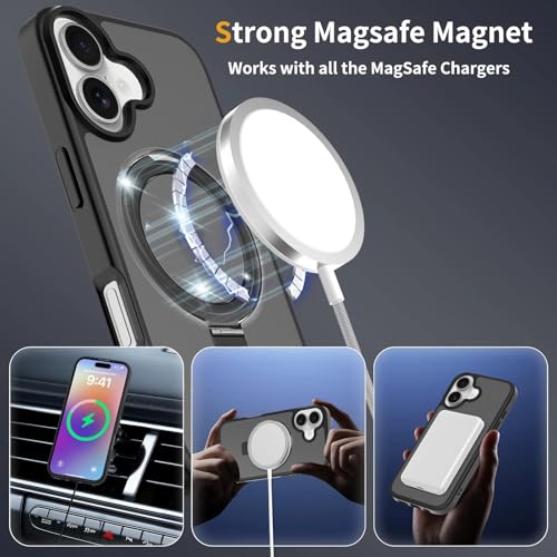 Image of Magnetic for iPhone 17 Case, 6.3 inch, Compatible with MagSafe, Rugged Kickstand, Not-Yellowing Military-Grade Protection, Matte Black