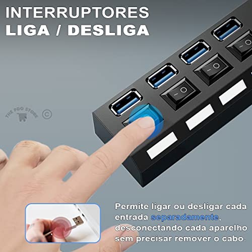 Hub Cabo Usb 3.0 Extensor 4 Portas Alta Velocidade High Speed Hd Pen Drive