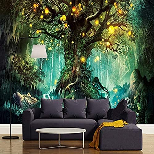 4D Personalisierte Wandtapete Großer Baum Im Wald Moderne Seidentapeten Sattel Sofa Hintergrund Wanddekoration...