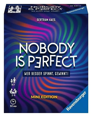 Ravensburger 26847 - Nobody is Perfect Mini Edition - Kommunikatives Kartenspiel für die ganze Familie, Spiel für Erwachsene und Jugendliche ab 14 Jahren, für 2-4 Spieler Ravensburger 26847 - Nobody is Perfect Mini Edition - Kommunikatives Kartenspiel für die ganze Familie, Spiel für Erwachsene und Jugendliche ab 14 Jahren, für 2-4 Spieler