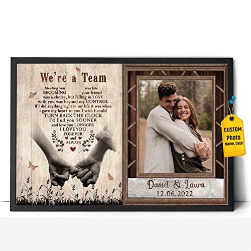 HANIKID Personalized We'Re A Team Couples Poster Wall Art Meeting You Was Fate Romantic Gifts For Him Her Couple Lovers Husband Wife Custom Names Date Canvas Prints Home Decorations Picture Posters