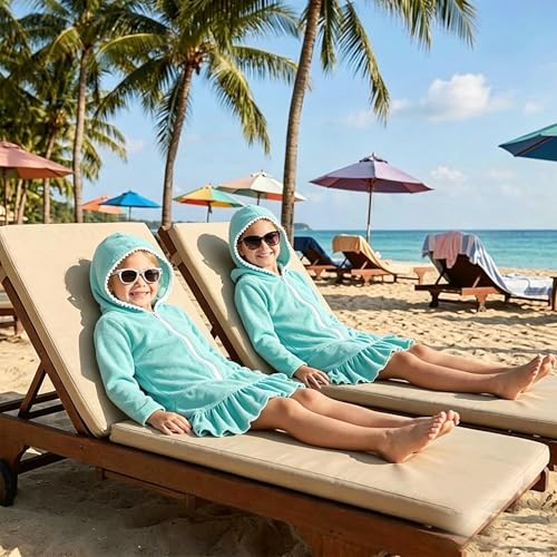 Image of MAYUMMPY Kids Girl Swim Cover Up Swimsuit Zipper Beach Pool Bathing Suit Hoodie Dress Terry Coverup Swimwear