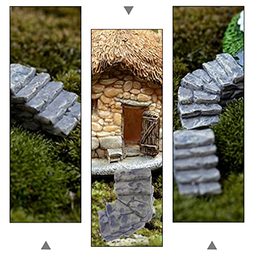 Sewroro 10Pcs Miniature Stone Steps Micro Resin Path Stairs Miniature Garden Stairs Accessories Micro Landscape Decoration #TOP7