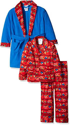 Bunz Kidz Little Boys' Toddler Christmas Express Robe and 2 Piece Pajama Set, Blue, 4T