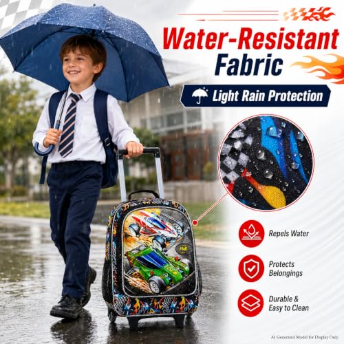 Image of CCJPX Rolling Backpack for Boys, Kids Roller School Bag with Wheels Toddler Wheeled Bookbag Elementary