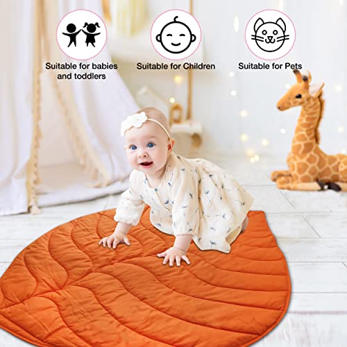 Baby Mat For Floor, Baby Play Mats For Floor, Tummy Time Mat, 100% Cotton Premium Leaf Mat, Baby Floor Mats For Crawling, Play Mat For Baby, Tummy Time Pillow, Machine Washable, Portable, And Compact #TOP4