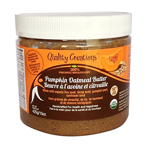 SUGAR FREE Pumpkin Oatmeal Butter - 100% Organic. Very Spreadable and So Creamy. Made with Pumpkin Seed, GF Oats, Flax Seed, Hemp Seed and Sunflower Seed. 425g/15oz