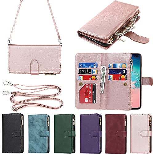 Eastwave Oppo Reno5 Aケース reno 5A oppo 縄掛けケース 手帳型 oppo reno5A 財布型 ICカード コインポケット ストラップ付き カード 収納 小銭入れ ファスナーポケット付き PUレザー 6色 ピンク