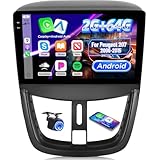 Autoradio 2G+64G Android pour Peugeot 207 2006 2015, 9 inch Touch Screen Stereo, Wireless Carplay & Android Auto/GPS/WiFi/Bluetooth/EQ/FM RDS Radio