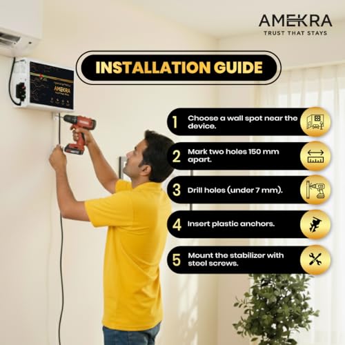 Image of Wall Mount Stabilizer for AC up to 0.8, 1.0, 1.5 Ton - 4KVA - 170V - Aluminium - LED Display - Relay Type - 5 Year Warranty