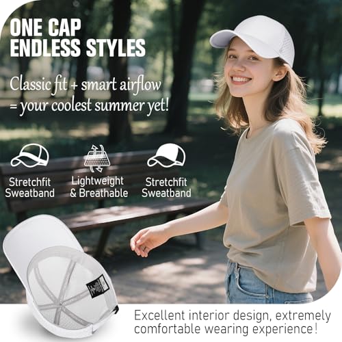 Image of AOPREL Baseball Cap Breathable Mesh Golf Hat Quick Dry Adjustable Baseball Hats for Men and Women Sport Running Workout