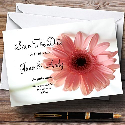 Stunning Classy & Subtle Pink Flower Personalized Wedding Save The Date Cards