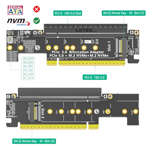 Adaptador NVMe dual PCIE x16 tarjeta M.2 SSD PCIe 5.0 para duplicar almacenamiento 3