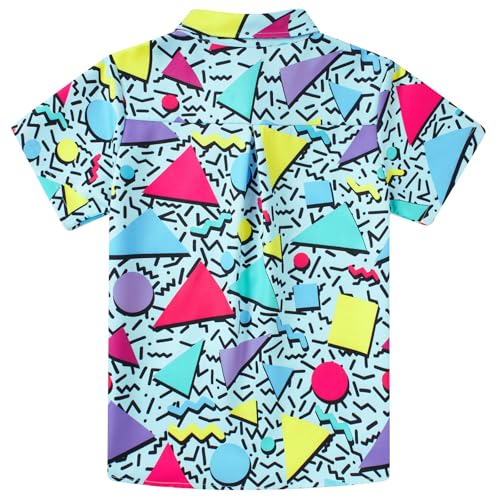Image of uideazone Boys Hawaiian Shirts Novelty Printed Funky Short Sleeve Button Down Shirt Kids Aloha Luau Shirt 7-14T