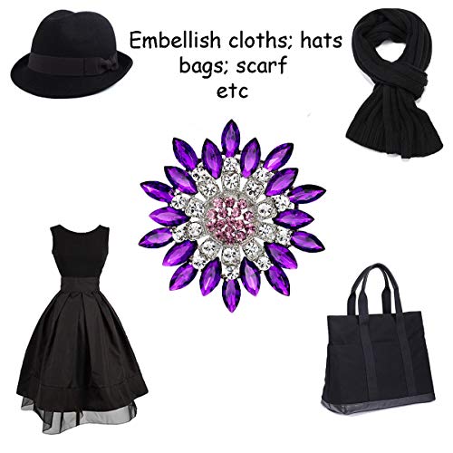 Seven Wolves Wedding Brooches Flower Brooch Exquisite Corsage Breastpin Jewelry Costume Accessories Gift For Women/Girls/Ladies, Dark Purple 2 #TOP6