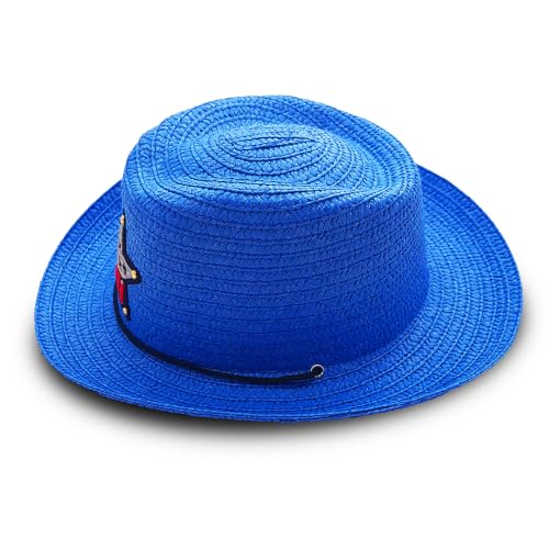 Image of VRITRAZ Kids Straw Hat for Baby Boys & Girls | Printed Summer Sun Hat, Woven Wide Brim Beach Cap, Lightweight Breathable Holiday Travel Picnic Outdoor Fancy Dress Fashion Hat for Children & Toddler