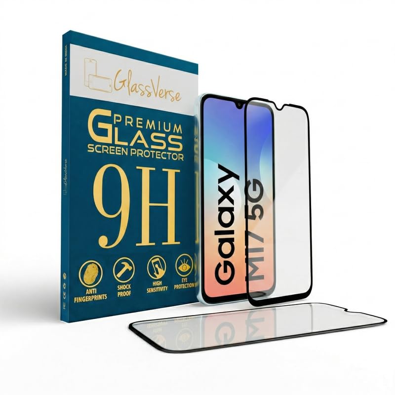Image of GlassVerse PureView Tempered Glass for Samsung Galaxy M17 5G | Crystal Clear, 9H Hardness Screen Protector, Edge to Edge, Case Friendly, Hassle-less Installation Kit Included. (Pack of 1)
