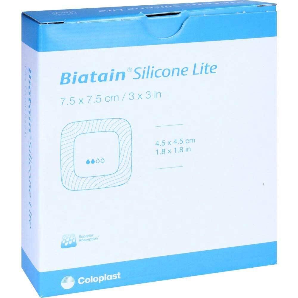 BIATAIN Silicone Lite Schaumverband 7,5x7,5 cm 10 St