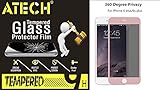 ATECH Anti-Spy Tempered Glass Screen Guard 4-Way 360° Privacy Screen Protector Film 0.3mm 2.5D Anti-Spy Ballistic Glass Protector Privacy Screen Shield for iPhone 6S Plus/6 Plus 5.5