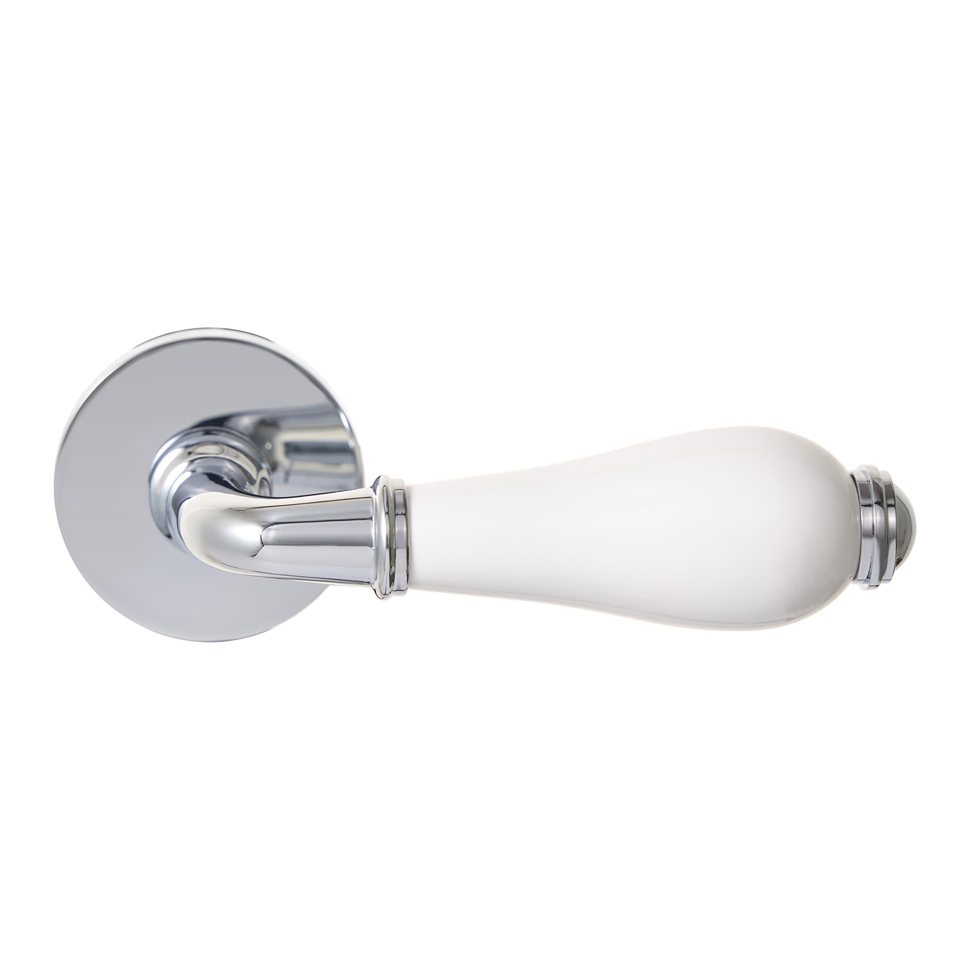 Gavroche Poignées de porte avec éléments en porcelaine - Ferrure de porte chromée polie - Poignée de toilette - Pour salle de bain - 1 jeu de poignées avec matériel de fixation