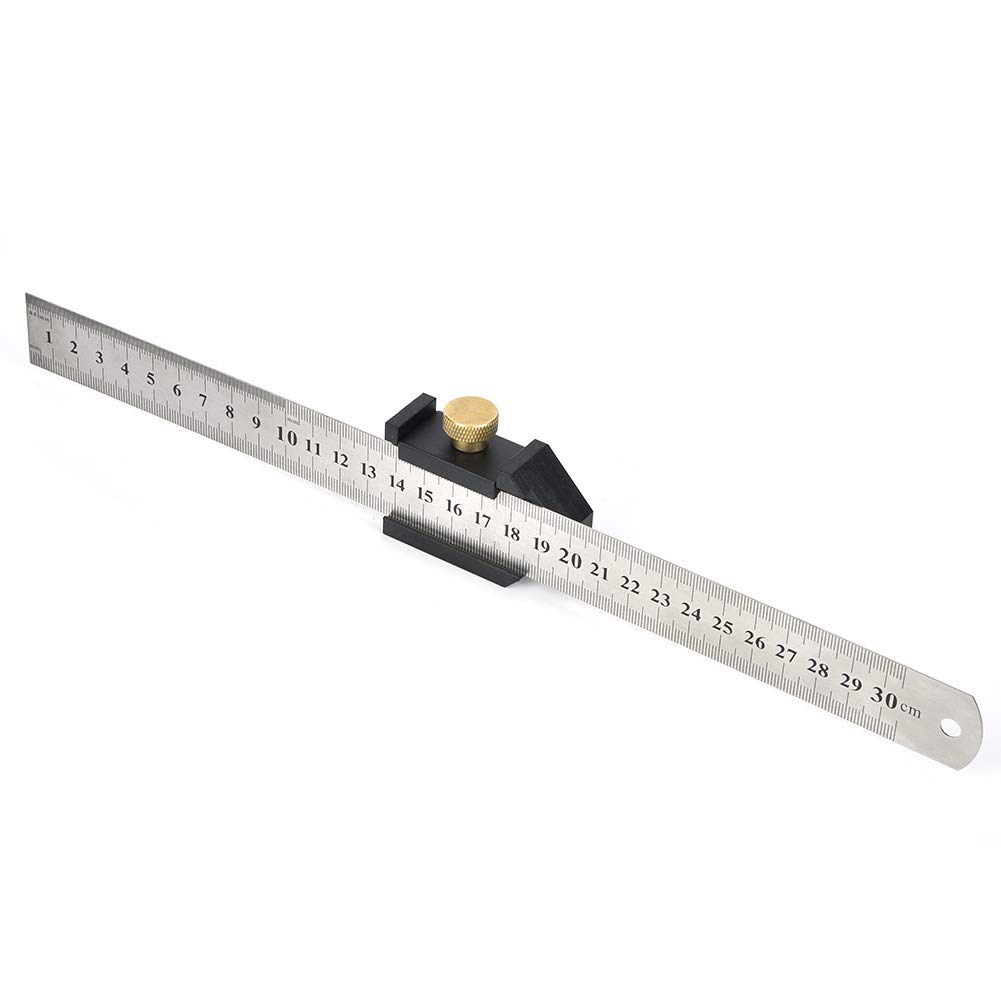 Angle Line Scriber Ruler Locator Woodworking Steel Ruler Positioning Block Carpenter Supplies (Positioning Block + Steel Ruler)