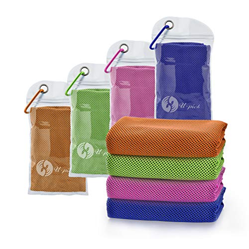 U-pick 4 Packs Cooling Towel (40"x 12"), Ice Towel,Microfiber Towel,Soft Breathable Chilly Towel