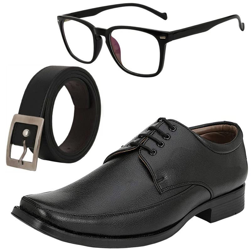 vitoria Gracefull & Fashionable Men Formal Shoes with Free Belt & Unisex Computer Black Frame Sunglasses Combo-picture-28