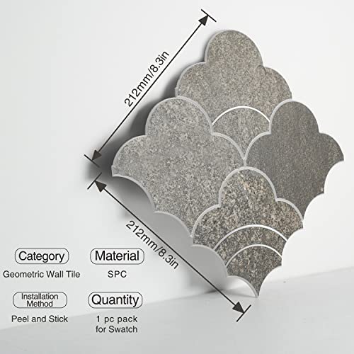 Colamo Luxury Peel And Stick Backsplash,Mix Metal Silver Faux Stone Adhesive Tile,Stick On Arabesque Geometric Water Jet Design,Accent Wall Mosaic Tile For Kitchen,Bathroom(Sample,Light Black Marble) #TOP1