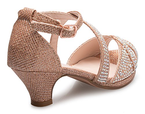 Image of Olivia K Girl's Cute Adorable Strappy Glitter Open Toe Heel Sandals - Adjustable buckle