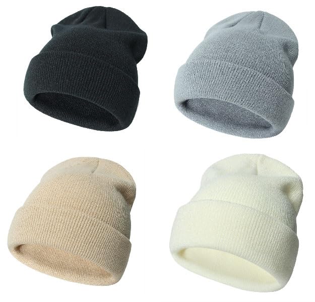 Image of Urban Virgin 4 Packs Toddler Girls Winter Hats Infant Boys Beanie Soft Baby Caps Beanies Kids Knit Winter Hats