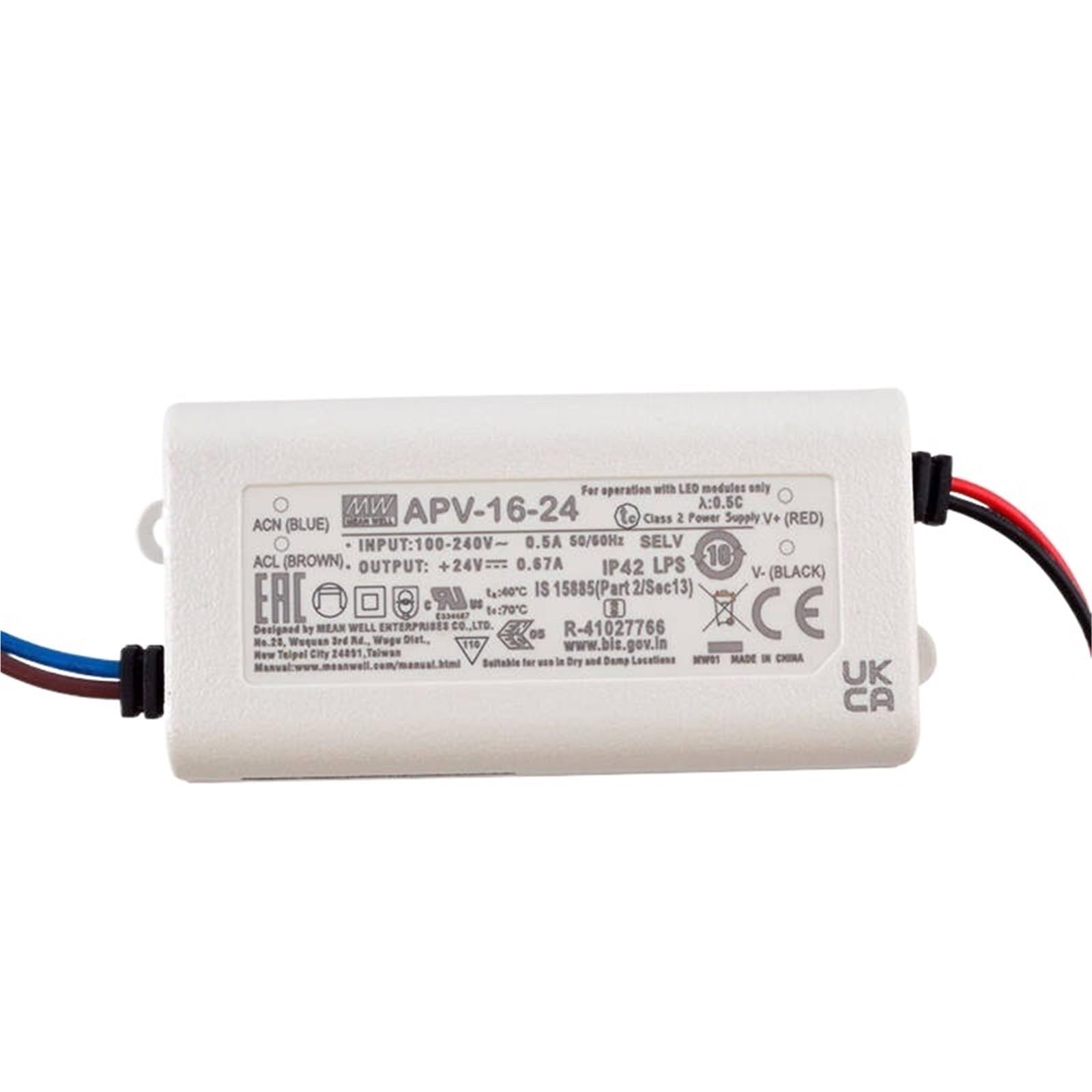 FCARUMIQP APV-16-24 24VDC 0.67A Single Output Switching Power Supply LED Driver
