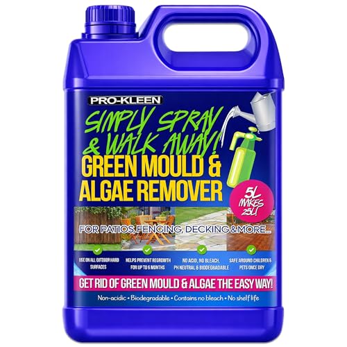 Pro-Kleen MY16 Patio Cleaner Simply Spray and Walk Away Green Mould and Algae Killer for Patios, Fencing and Decking 5 Litre Concentrate (Makes 25 litres)