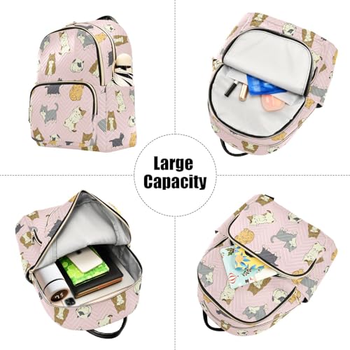 Image of Cute Cat Quilted Backpack Purse for Women Fashion Small Backpack S | Shoulder Bag Travel Casual Daypack