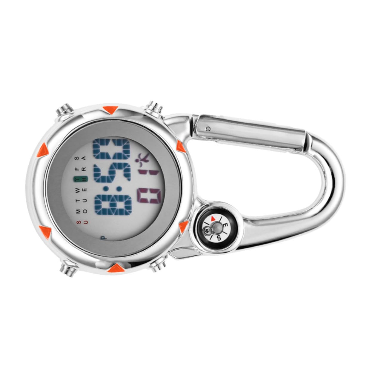 Abaodam Bergsteiger Hakenhangtisch Uhr aus Edelstahl Clip-Quarzuhr Karabiner Uhr auf Outdoor achten Rucksackuhr beim Klettern aufpassen Rostfreier Stahl Orange