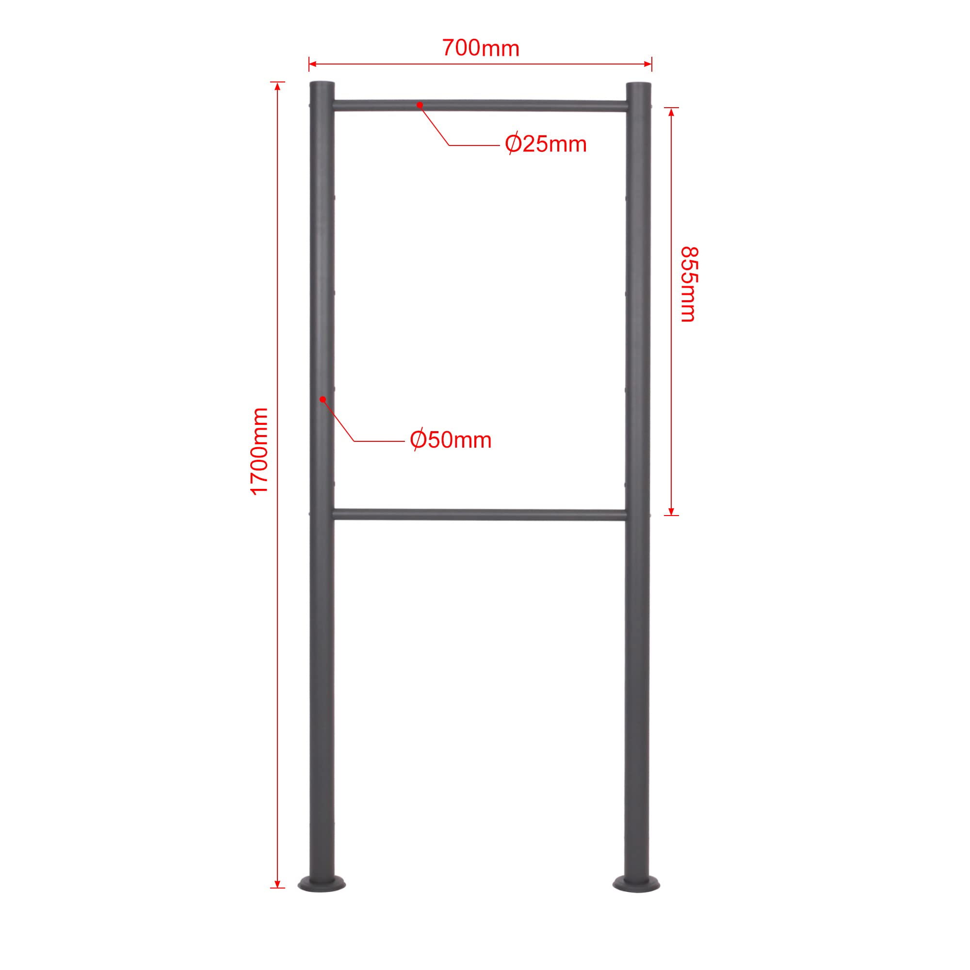 Wiltec Support pour 4 boîtes aux Lettres, 700 x 50 x 1703 mm, Anthracite, Poteau Mailbox, Piquet pour boîte à Lettres sur Pied