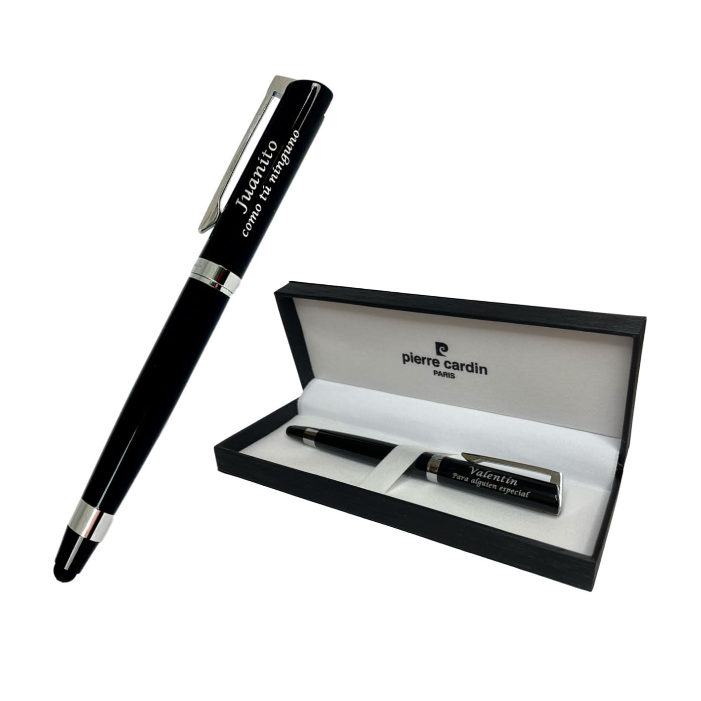 Pierre Cardín - Personalized 2 in 1 Pen with Touch Pointer | Elegant Design in Black Metal | Perfect for Anniversaries, Birthdays and Special Days