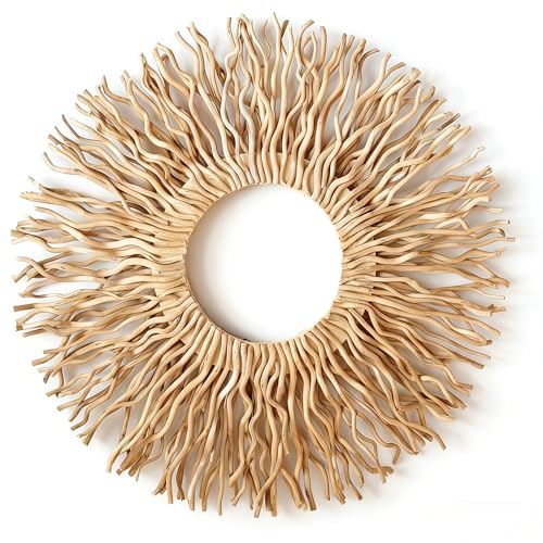 BDJBXK Large Boho Wall Art Decor – Unique Handmade Sunburst Mulberry Branch 27in Wall Art for Living Room, Bedroom, Office, Farmhouse & Home Décor