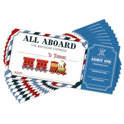 Tbaogusu Train Birthday Ticket Invitations, Train Party Invitations for Boys