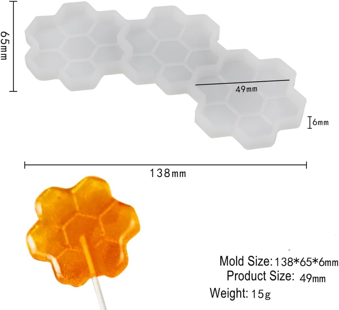 mostsom Silicone Lollipop Molds,Chocolate Candy Mold Lollypop Sucker Molds Flower Honeycomb Chocolate Hard Candy Molds No Sticks 2PCS (D_ Honeycomb)