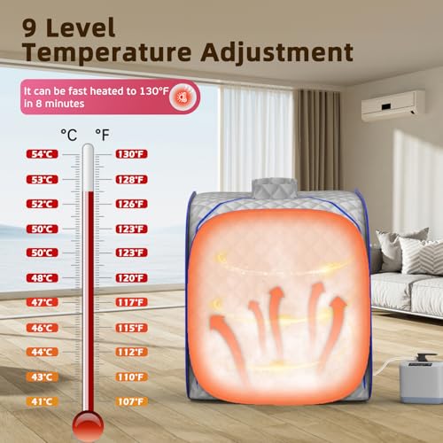 Portable Steam Sauna at Home, 9 Levels Heating, Sauna Tent for Home with Steamer and Folding Chair, Sauna for Relaxation, Detoxification, Spa - Image 3