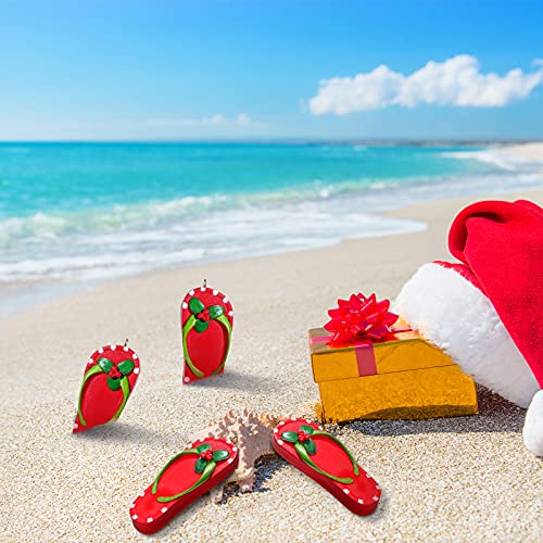 4 Pcs Beach Christmas Tree Ornaments Coastal Christmas Ornaments Xmas Couple Ornaments for Christmas Tree Resin Holiday Xmas New Year Party Decorations(Slipper) - Image 4