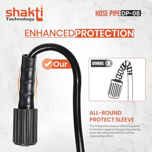 Image of Shakti Technology 15 Meter Hydrolic Pipe For Pressure Washer - Steel Braided Output Hydraulic Hose Pipe - 3200 PSI Pressure Washer Pipe - Suitable For M22 inch Brass Connector