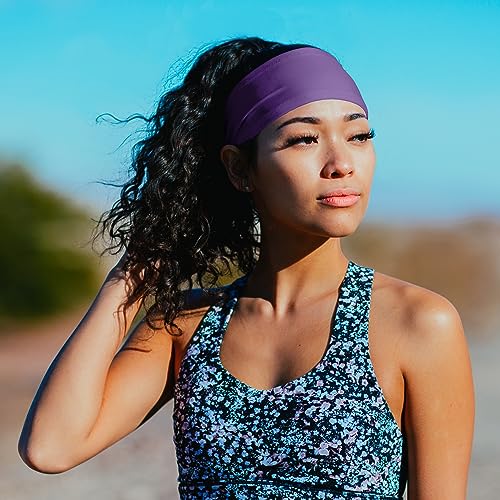 Image of Suddora Solid Color Wide Headband /Sweatband - Workout, Football, Soccer, Yoga (Purple)