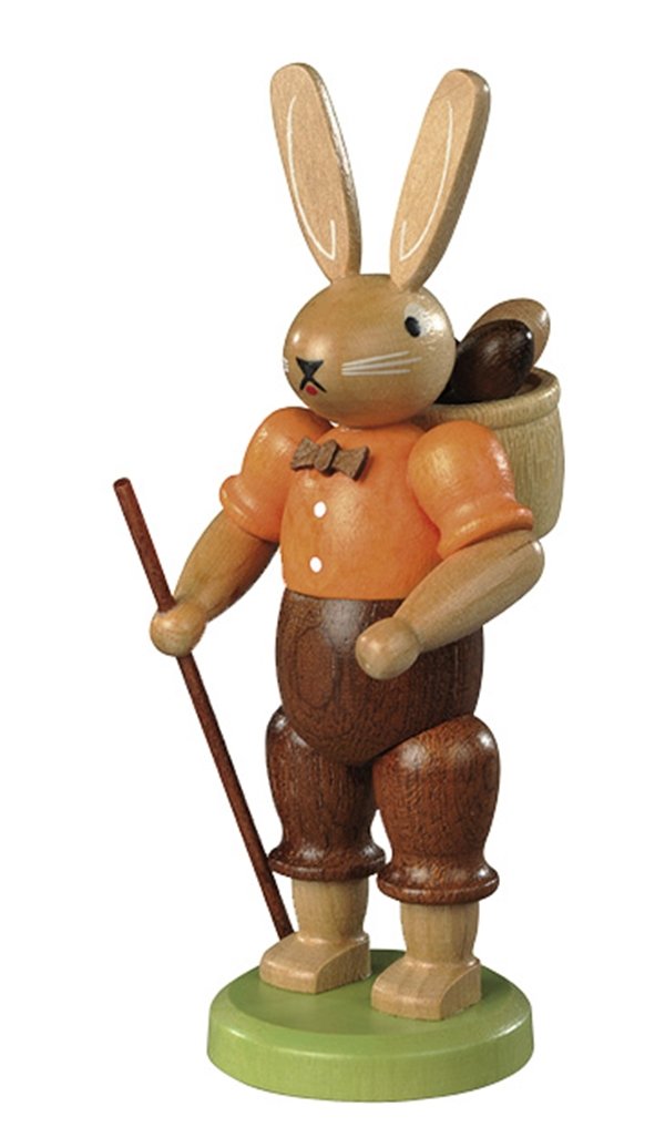 Rudolphs Schatzkiste Osterfigur Hasenmann farbig lassiert Höhe 11cm NEU Osterdeko Osterhasenfigur Ostern Korb Osterei Frühling Erzgebirge Seiffen Hase Blumen