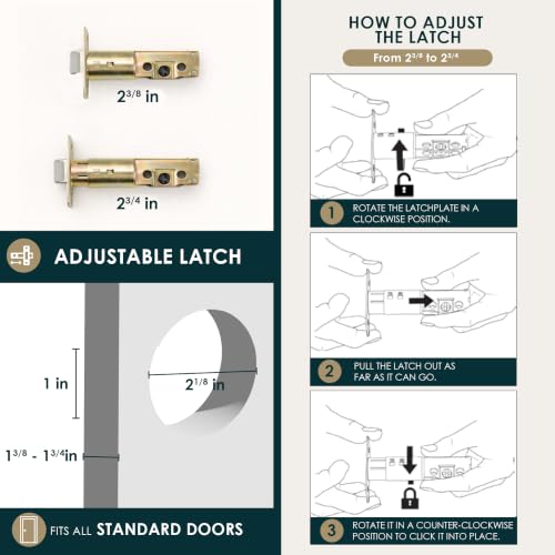 Image of Mega Handles - Glamor Deadbolt I Entry Deadbolt Lock - Heavy Duty Round Locking Deadbolt for Left or Right-Handed Doors - Interior /Exterior - Matte Black