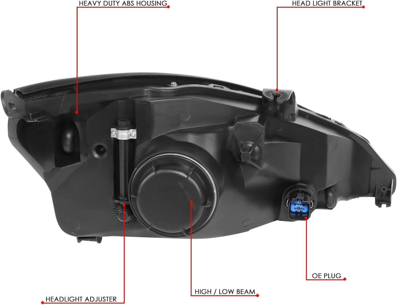 DNA MOTORING HL-OH-FF03-BK-CL1 Pair of Headlights Compatible with 2003-2004 Focus,Black Housing Clear Lens Clear Reflector